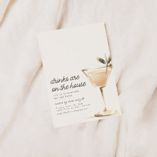 Simple Drinks Are On The House Party Invitation