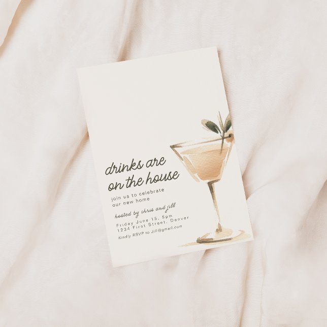Simple Drinks Are On The House Party Invitation (Creator Uploaded)
