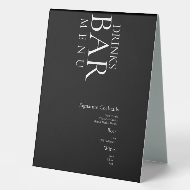 Simple Drinks Cocktail Wine Wedding  Black White (Front)