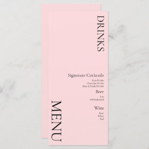 Simple Drinks Cocktail Wine Wedding Pink Menu