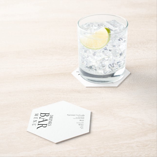 Simple Drinks Cocktail Wine Wedding White Paper Coaster (Insitu)