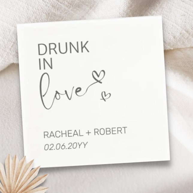 Simple Drunk In Love White Modern Party Wedding Napkin (Creator Uploaded)