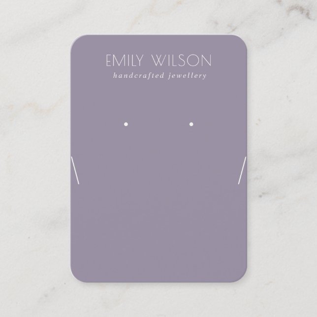 Simple Dusky Lilac Purple Necklace Earring Display Business Card (Front)