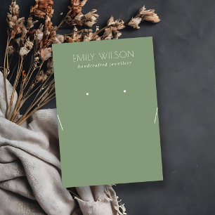 Simple Dusky Muted Green Necklace Earring Display Business Card