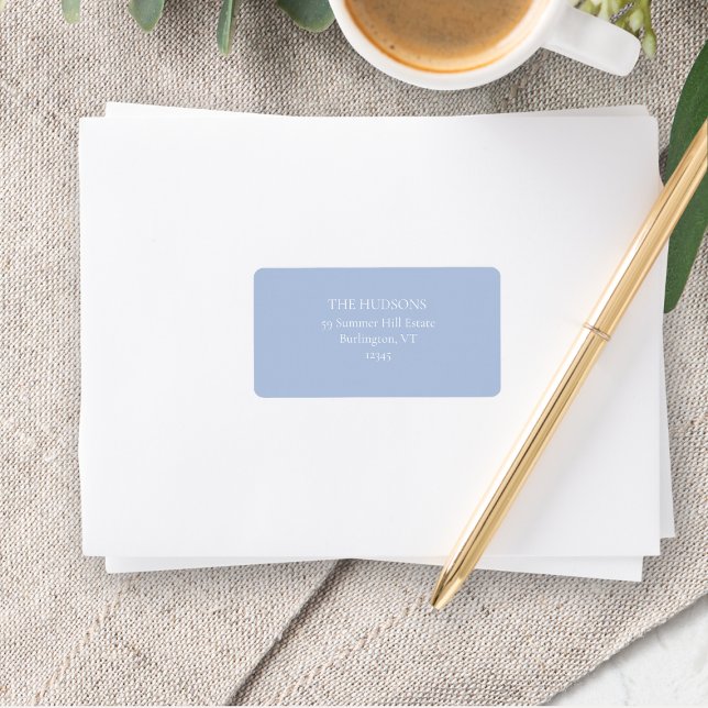  Simple Dusty Blue and White Wedding  Label (Creator Uploaded)