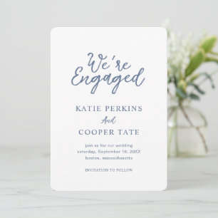 Simple Dusty Blue Bold Fonts Modern Wedding Save The Date