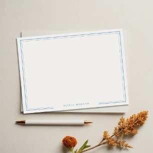 Simple Dusty Blue Border Name Stationery Card