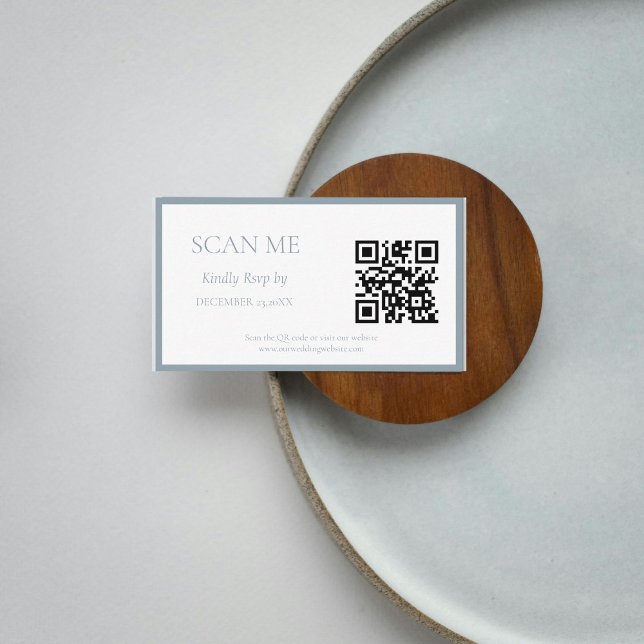 Simple Dusty Blue Botanical crest monogram wedding Enclosure Card (Creator Uploaded)