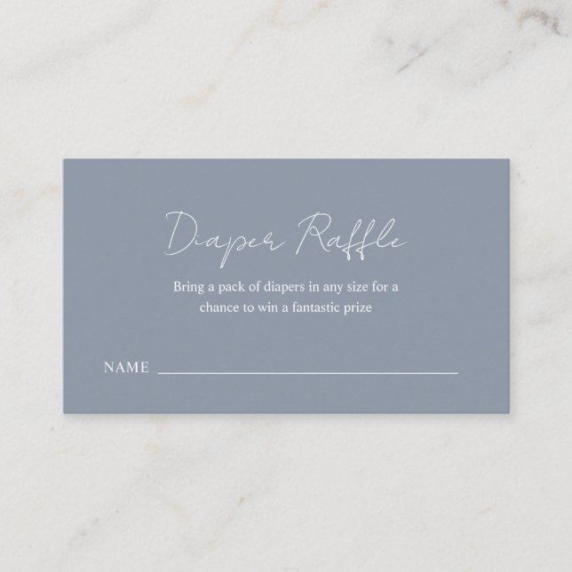Simple Dusty Blue Boy Baby Shower Diaper Raffle Enclosure Card (Front)