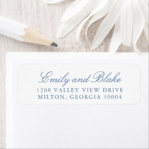 Simple Dusty Blue Classic Elegant Typography Return Address Label