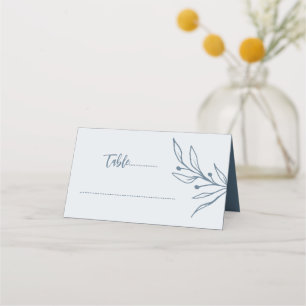Simple dusty blue floral wedding place card