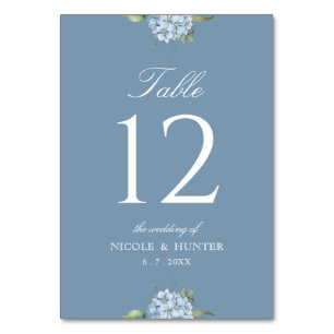 Simple Dusty Blue Hydrangea Wedding Table Number