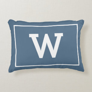 Simple Dusty Blue Initial Monogram Decorative Cushion