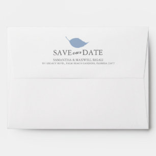 Simple Dusty Blue Leaves Return Address Wedding Envelope