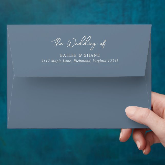 Simple Dusty Blue Modern Wedding Envelope (Hand)
