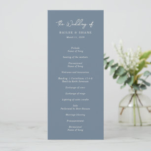 Simple Dusty Blue Modern Wedding Program