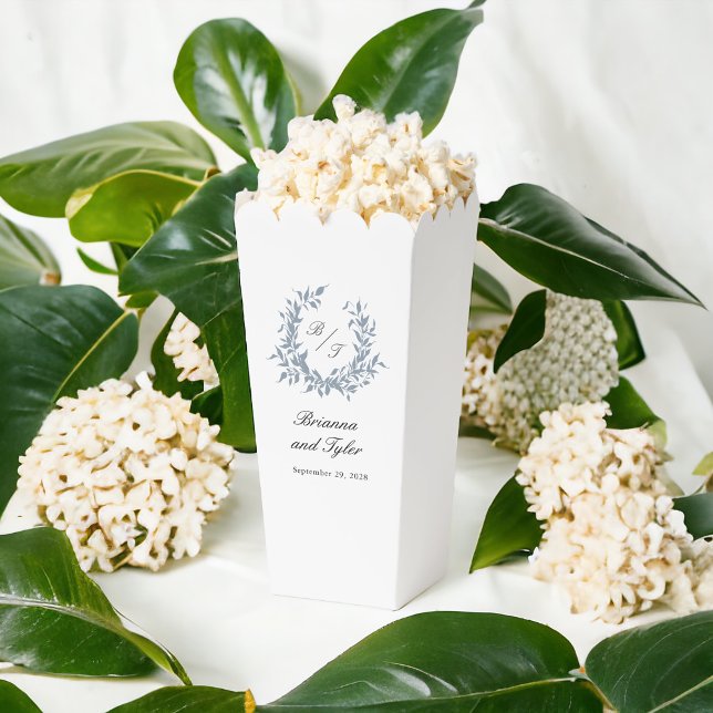 Simple Dusty Blue Monogram Crest Wedding Favour Box (Creator Uploaded)