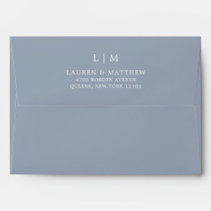 Simple Dusty Blue Monogram Elegant Wedding Envelope