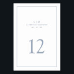 Simple Dusty Blue Monogram Elegant Wedding Table Number<br><div class="desc">Simple Wedding Table Number featuring a modern yet elegant design with your two letter monogram and table number surrounded by a thin border. All design elements are dusty blue over a white background and may be changed to any colour you wish in the design editing tool. A chic and stylish...</div>