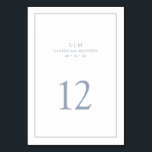 Simple Dusty Blue Monogram Elegant Wedding Table Number<br><div class="desc">Simple Wedding Table Number featuring a modern yet elegant design with your two letter monogram and table number surrounded by a thin border. All design elements are dusty blue over a white background and may be changed to any colour you wish in the design editing tool. A chic and stylish...</div>