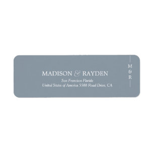 Simple Dusty Blue Monogram Return Address Label