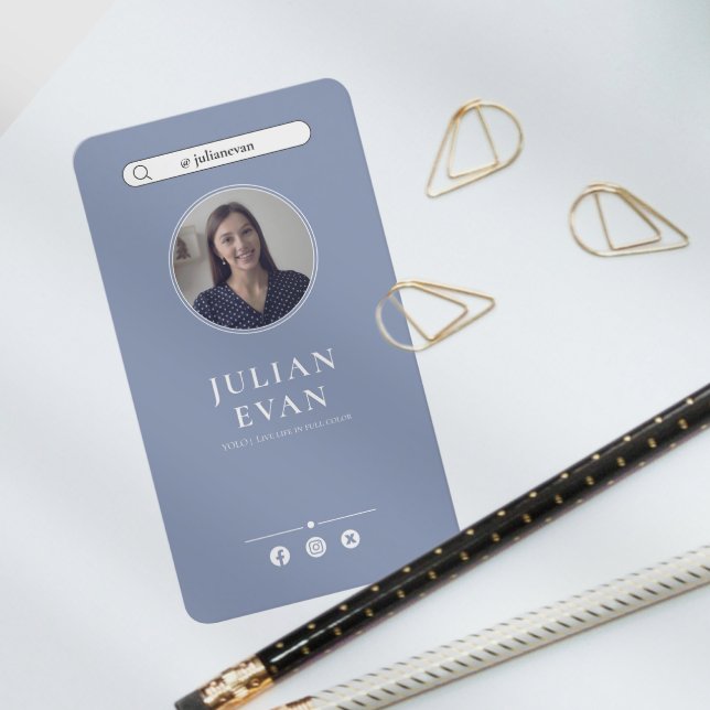 Simple Dusty Blue Photo Healthcare Consultant Business Card (Creator Uploaded)