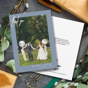 Simple Dusty Blue Photo Modern Thank You Card