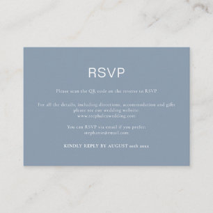 Simple Dusty Blue QR Code RSVP  Enclosure Card