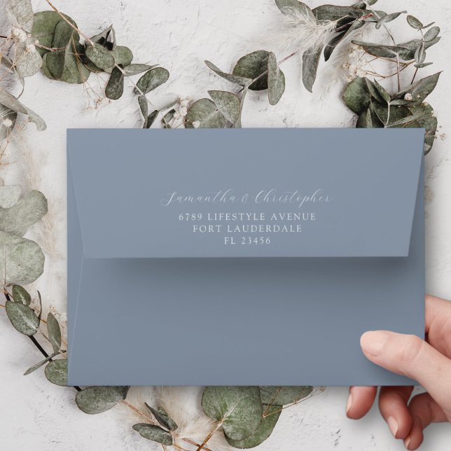 Simple Dusty Blue Return Address Wedding Envelope (Creator Uploaded)