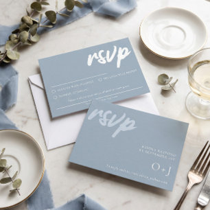 Simple Dusty Blue RSVP card With Meal Choice
