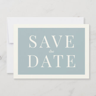 Simple Dusty Blue Save the Date Card