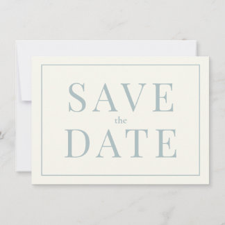 Simple Dusty Blue Save the Date Card