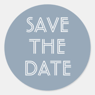 Simple Dusty Blue Save The Date Sticker