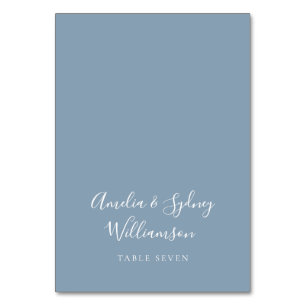 Simple Dusty Blue Script Custom Name Place Card