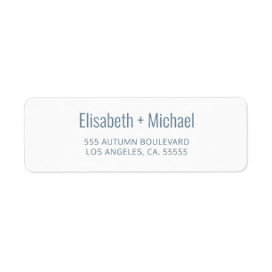 Simple dusty blue script wedding return address label