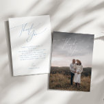 Simple Dusty Blue Vertical Photo Baby Shower Thank You Card<br><div class="desc">Introducing our simple dusty blue vertical photo baby shower thank you card, perfect for your simple modern boho spring or winter celebration! This card has a boho-chic vibe with elegant calligraphy and a minimalist white-on-blue design, making it ideal for boys. Plus, it's editable, so you can add your own classy,...</div>
