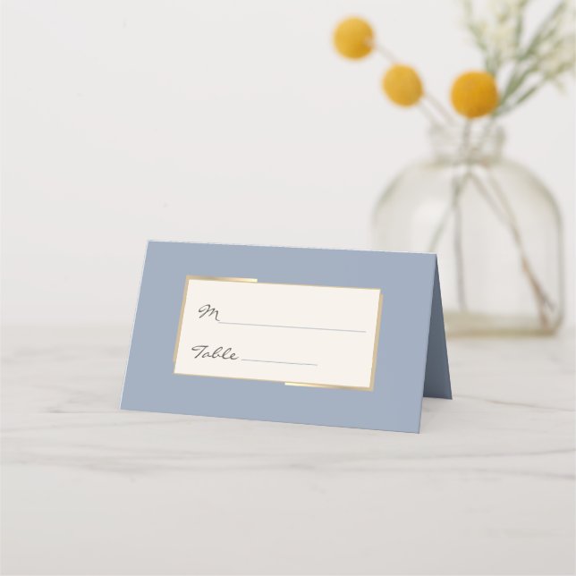 Simple Dusty Blue Wedding Escort  Place Card (Front)