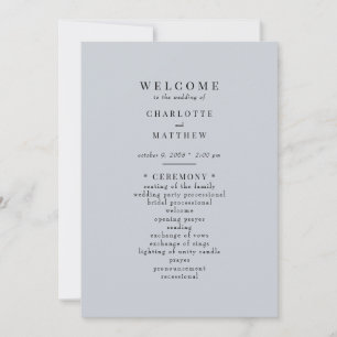 Simple Dusty Blue Wedding Program