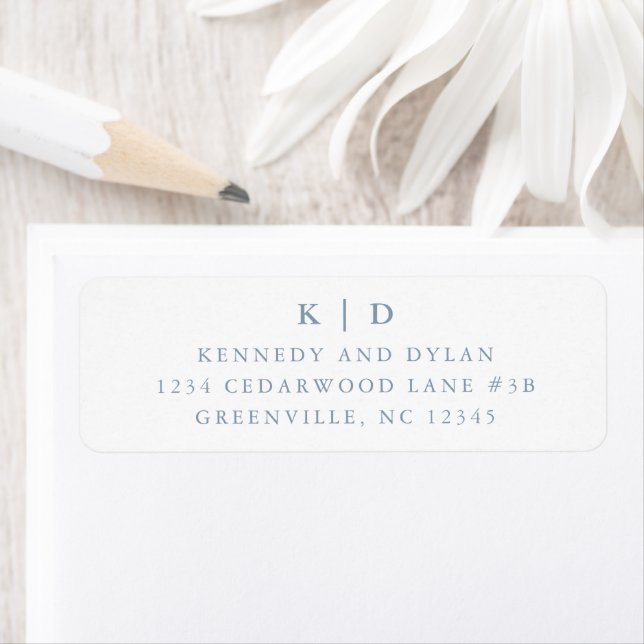 Simple Dusty Blue Wedding Return Address Label (Insitu)
