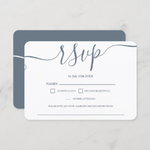 Simple dusty blue wedding rsvp monogram