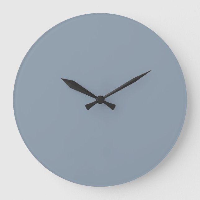 Simple dusty dove blue colour large clock (Front)