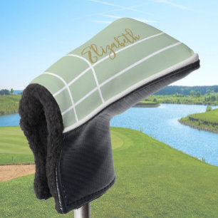 Simple dusty green minimalist custom name ladies golf head cover