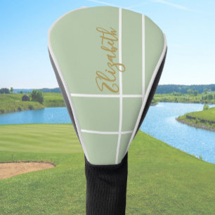 Simple dusty green minimalist custom name ladies golf head cover