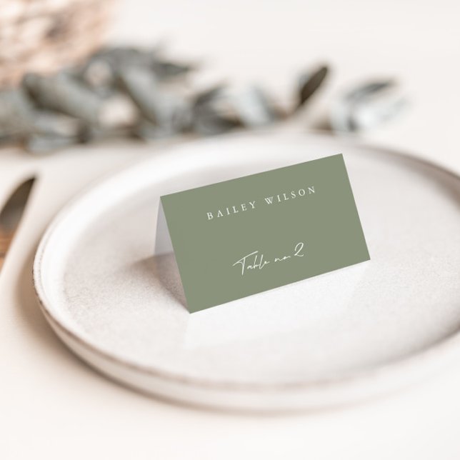 Simple Dusty Green Modern Wedding Place Card (Creator Uploaded)