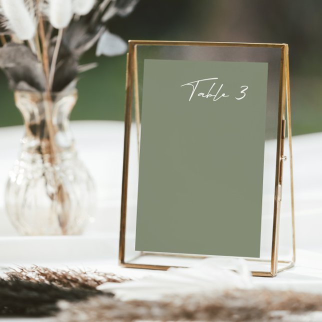 Simple Dusty Green Modern Wedding Table Number (Creator Uploaded)