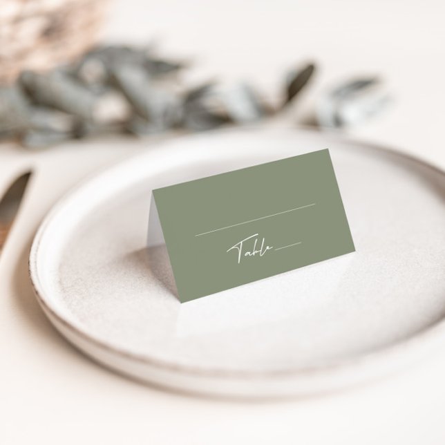 Simple Dusty Green Wedding Folded Place Card (Creator Uploaded)