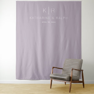 Simple Dusty Lilac Monogram Wedding Backdrop Tapestry