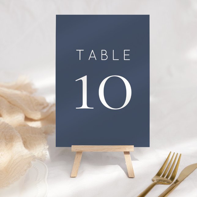 Simple Dusty Navy Blue Wedding Table Number (Creator Uploaded)