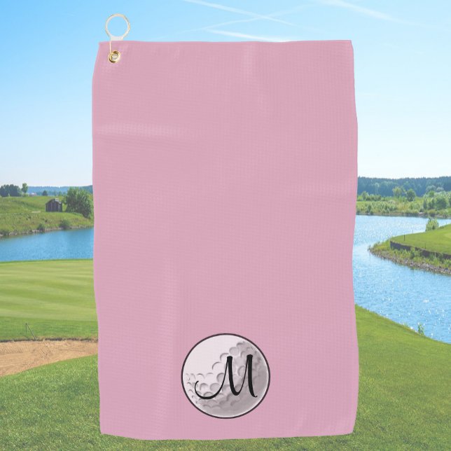 Simple dusty pink custom monogram golf towel (Creator Uploaded)