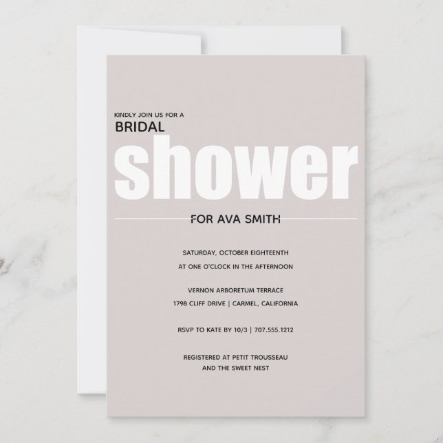 Simple Dusty Pink minimalist Bridal Shower Invitation (Front)